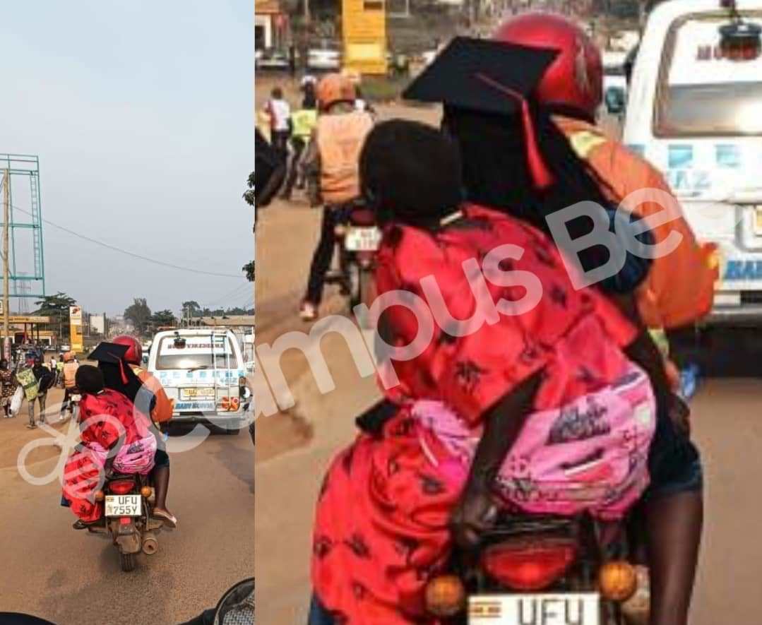 Photo of MUK Graduand and her Grandmother Going for Grad on Boda Boda Touches Hearts