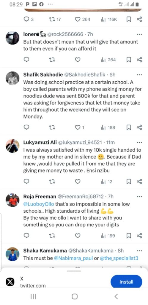 A parent sends 5M as pocket money to his secondary school child - post goes viral