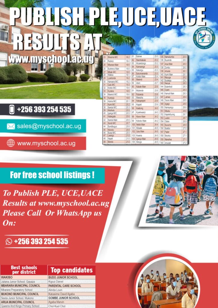 Publish the upcoming PLE, UCE ,and UACE November 2023 UNEB results of your school with My School Online platform.