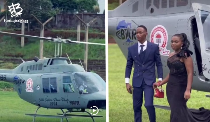 Video of Elite High School students arriving at 2024 Prom party in a helicopter raises dust on a social media